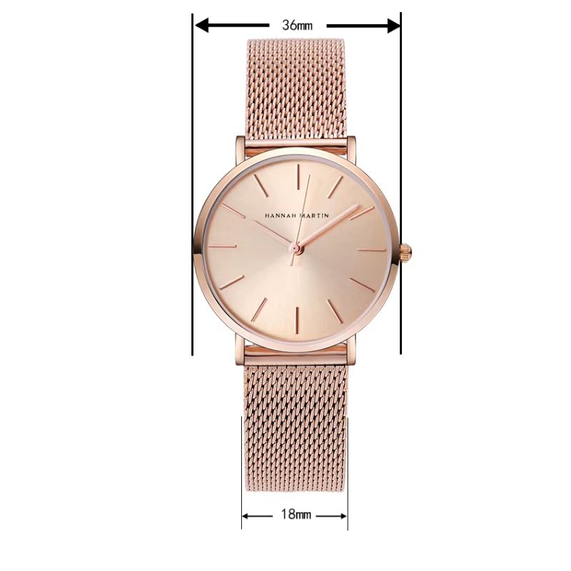 Relógio Feminino Elegante Pulseira Aço Inoxidável Amélie