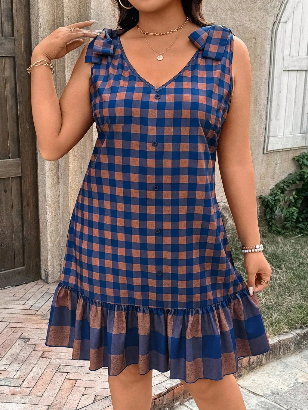 Vestido Xadrez Plus Size Kennedy