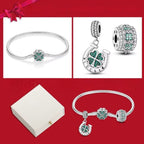 Conjunto 2 Berloques + Pulseira Prata Esterlina 925 – Trevo da Sorte