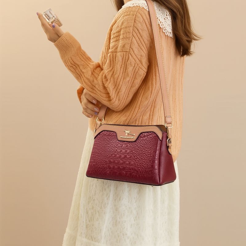 Bolsa Feminina Tiracolo Crocodilo Serife