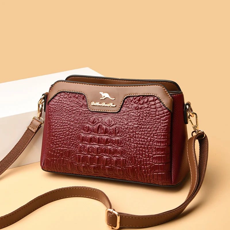 Bolsa Feminina Tiracolo Crocodilo Serife