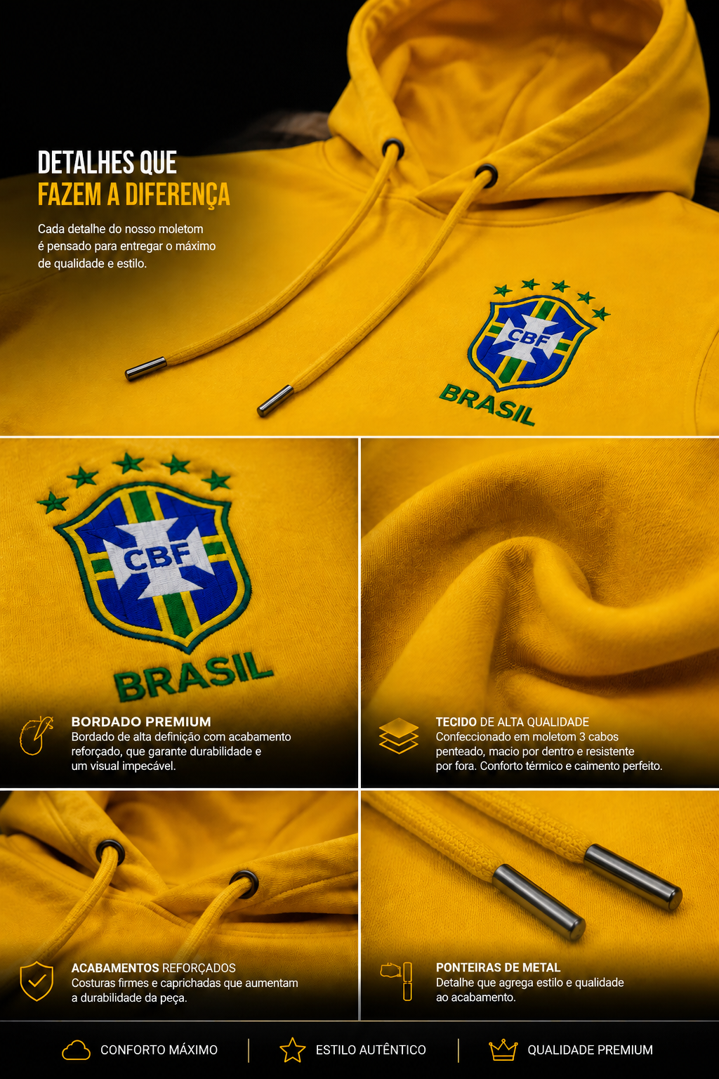 🇧🇷 CONJUNTO MOLETOM SELEÇÃO - COPA DO MUNDO 2026 - 100% ALGODÃO PIQUET 🇧🇷