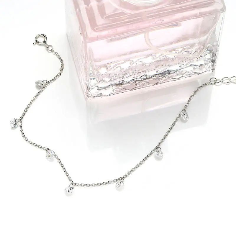 Pulseira Prata Esterlina 925 Gotas de Cristal
