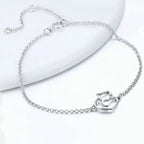 Pulseira Prata Esterlina 925 com Pingente de Gatinho