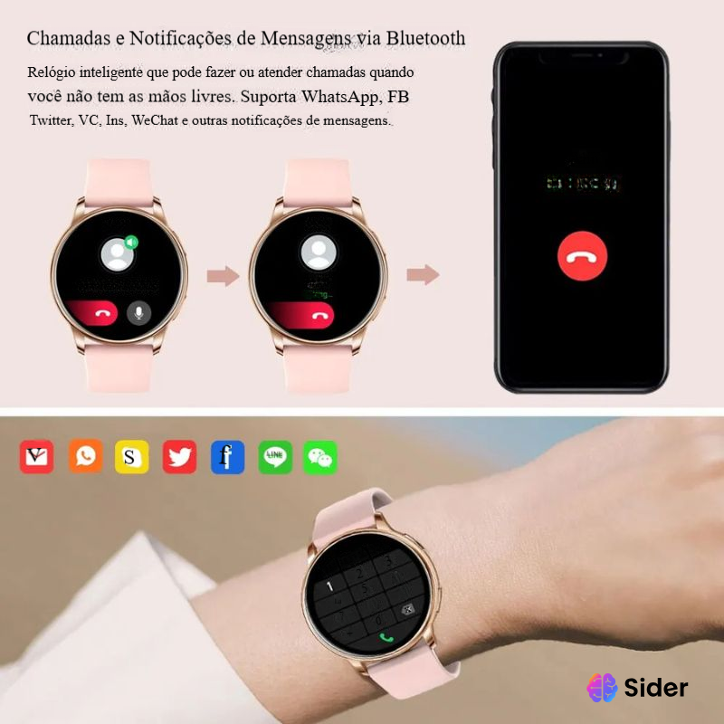 Relógio Feminino Smart Watch Bluetooth, Frequência Cardíaca, rastreador para Android e IOS Sarela Y22