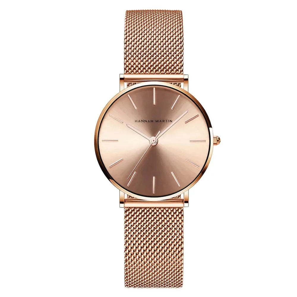 Relógio Feminino Elegante Pulseira Aço Inoxidável Amélie