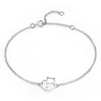 Pulseira Prata Esterlina 925 com Pingente de Gatinho