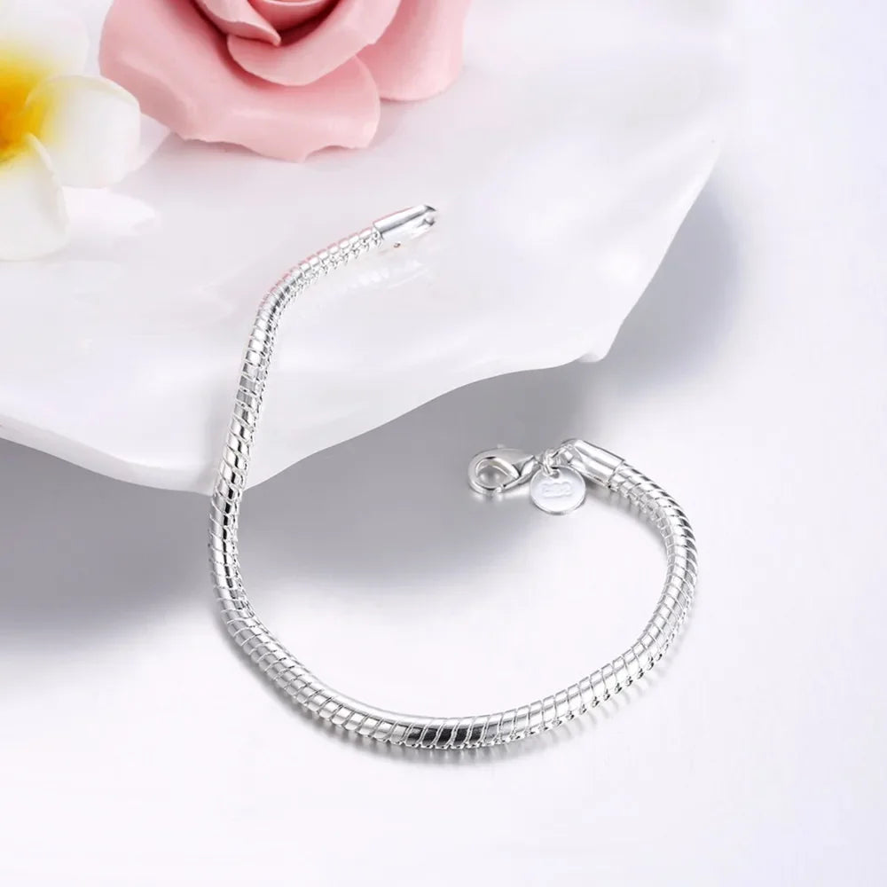 Pulseira Prata Esterlina 925 Serpentina Elegante