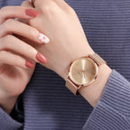 Relógio Feminino Elegante Pulseira Aço Inoxidável Amélie