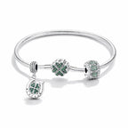 Conjunto 2 Berloques + Pulseira Prata Esterlina 925 – Trevo da Sorte