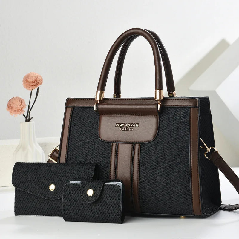 Conjunto Bolsa Feminina de Ombro + 2 Carteiras Pietra