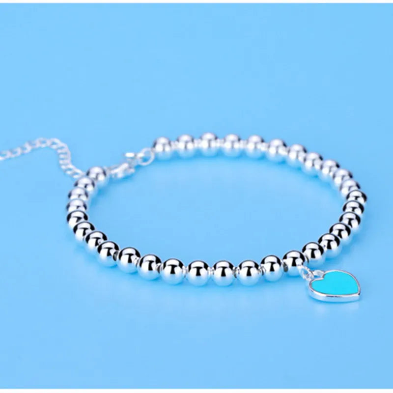 Pulseira Prata Esterlina 925 com Pingente Coração