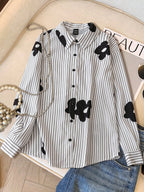 Camisa Listrada Com Flores