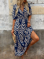 Vestido Longo Casual com Estampa Geométrica