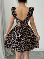 Vestido com Estampa Aleatória e Manga Curta para Férias