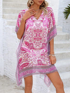 Saída de Praia Multicolorida com Estampa Paisley e Manga Morcego