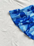 Vestido Casual Plus Size Bainha com Babado e Estampa Tropical