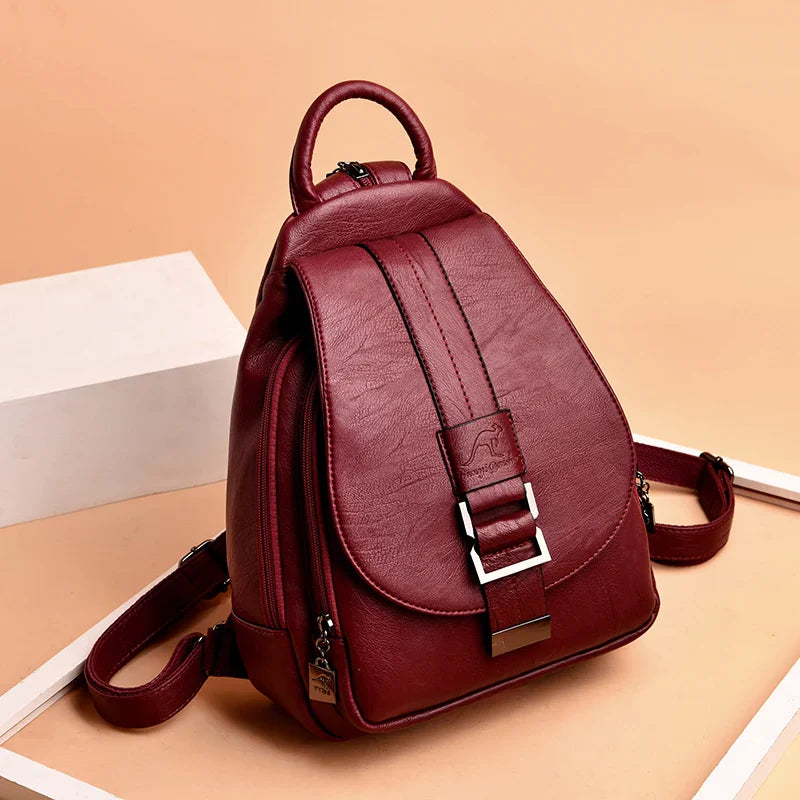Mochila Couro Feminina Alças com Ziper Andreia