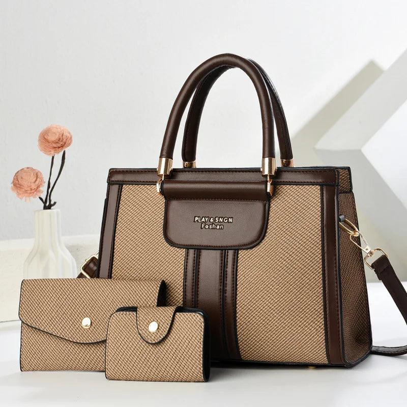 Conjunto Bolsa Feminina de Ombro + 2 Carteiras Pietra